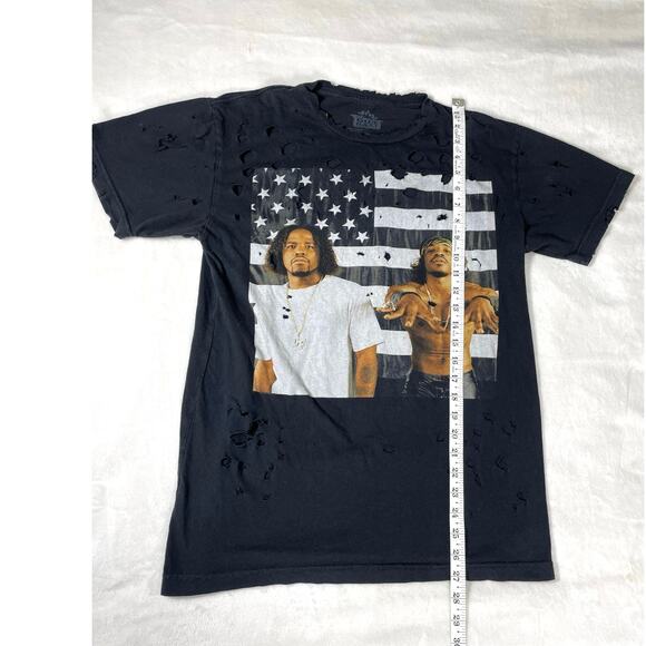 OutKast Graphic T-Shirt Distressed Ripped Black Tee M - Picture 4 of 6